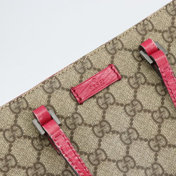 GUCCI GG Supreme Hand Bag PVC Beige 117551 Auth yk19795