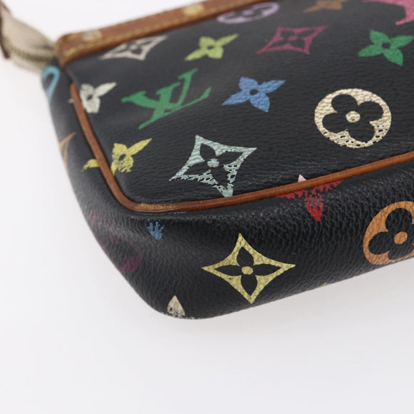LOUIS VUITTON Multicolor Pochette Accessoires Pouch Black M92648 LV Auth yk19799