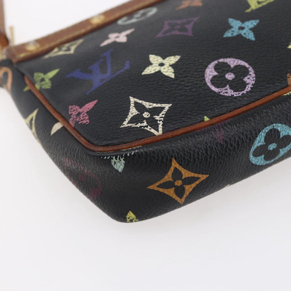 LOUIS VUITTON Multicolor Pochette Accessoires Pouch Black M92648 LV Auth yk19799