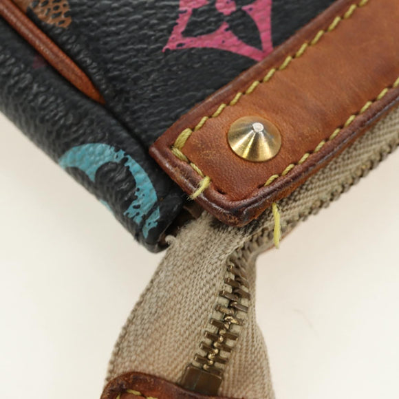 LOUIS VUITTON Multicolor Pochette Accessoires Pouch Black M92648 LV Auth yk19799