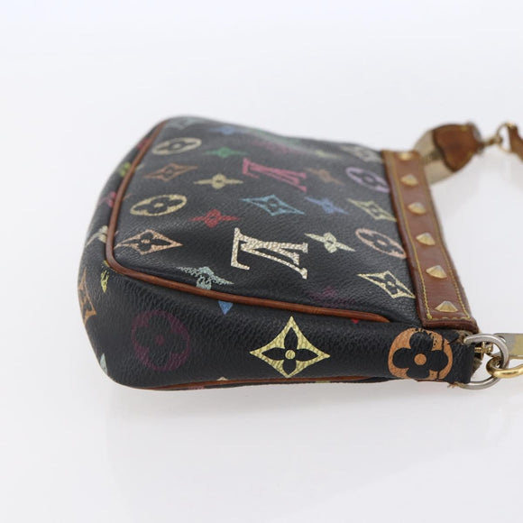 LOUIS VUITTON Multicolor Pochette Accessoires Pouch Black M92648 LV Auth yk19799