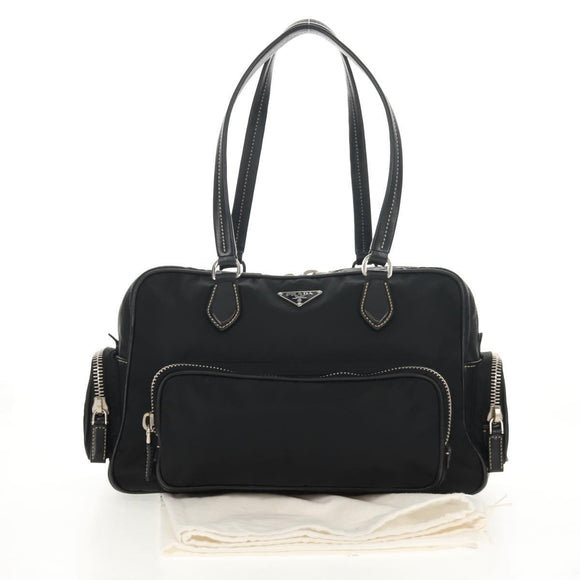 PRADA Shoulder Bag Nylon Black Silver Auth yk19806V