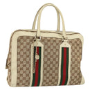 GUCCI GG Canvas Web Sherry Line Hand Bag Beige Gold 145997 Auth yk19807-1