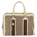 GUCCI GG Canvas Web Sherry Line Hand Bag Beige Gold 145997 Auth yk19807-2