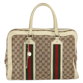 GUCCI GG Canvas Web Sherry Line Hand Bag Beige Gold 145997 Auth yk19807 - 0