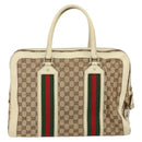 GUCCI GG Canvas Web Sherry Line Hand Bag Beige Gold 145997 Auth yk19807-3