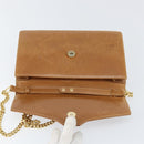 GUCCI Chain Shoulder Bag Leather Beige Gold Auth yk19810-15