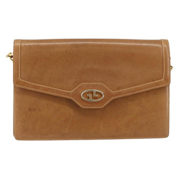 GUCCI Chain Shoulder Bag Leather Beige Gold Auth yk19810 - 0