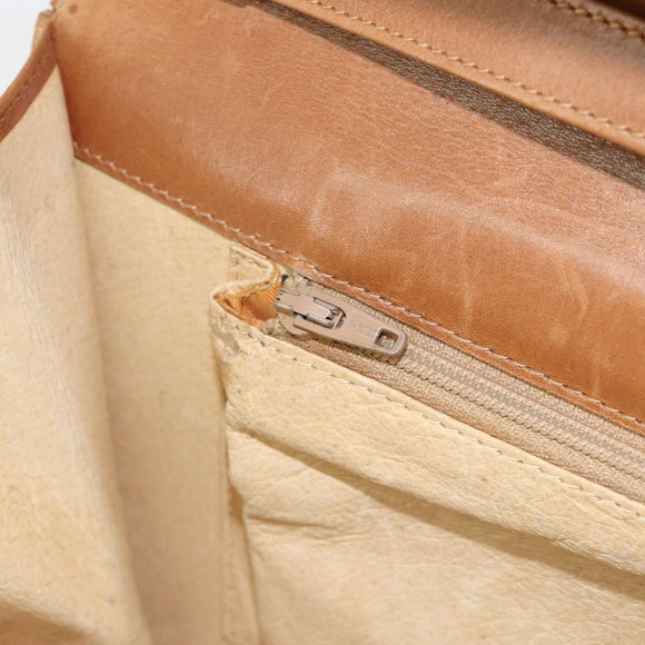 GUCCI Chain Shoulder Bag Leather Beige Gold Auth yk19810