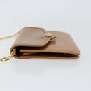 GUCCI Chain Shoulder Bag Leather Beige Gold Auth yk19810-5
