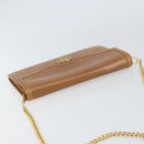 GUCCI Chain Shoulder Bag Leather Beige Gold Auth yk19810-6