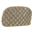 GUCCI Horsebit GG Supreme Pouch PVC Beige Gold 774337 Auth yk19813V-1