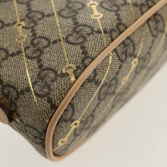 GUCCI Horsebit GG Supreme Pouch PVC Beige Gold 774337 Auth yk19813V