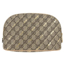 GUCCI Horsebit GG Supreme Pouch PVC Beige Gold 774337 Auth yk19813V-2