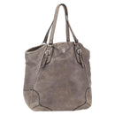 PRADA Tote Bag Leather Beige Silver Auth yk19816-1