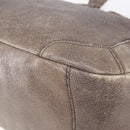 PRADA Tote Bag Leather Beige Silver Auth yk19816-9