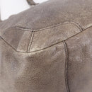 PRADA Tote Bag Leather Beige Silver Auth yk19816-14