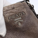 PRADA Tote Bag Leather Beige Silver Auth yk19816-10