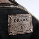 PRADA Tote Bag Leather Beige Silver Auth yk19816-17