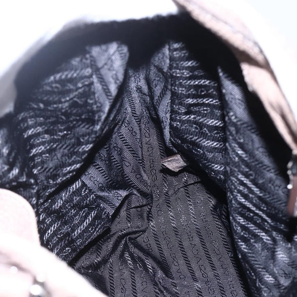 PRADA Tote Bag Leather Beige Silver Auth yk19816