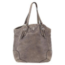 PRADA Tote Bag Leather Beige Silver Auth yk19816-13