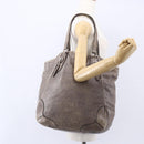 PRADA Tote Bag Leather Beige Silver Auth yk19816-22