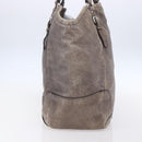 PRADA Tote Bag Leather Beige Silver Auth yk19816-3