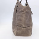PRADA Tote Bag Leather Beige Silver Auth yk19816-4