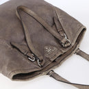PRADA Tote Bag Leather Beige Silver Auth yk19816-6