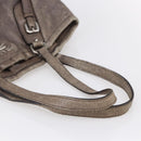 PRADA Tote Bag Leather Beige Silver Auth yk19816-7