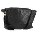 CHANEL Matelasse Shoulder Bag Lamb Skin Black Gold CC Auth yk19820-1