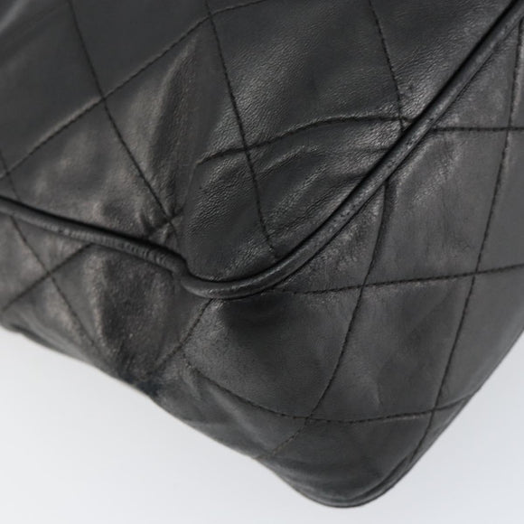 CHANEL Matelasse Shoulder Bag Lamb Skin Black Gold CC Auth yk19820