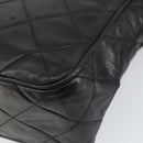 CHANEL Matelasse Shoulder Bag Lamb Skin Black Gold CC Auth yk19820-16