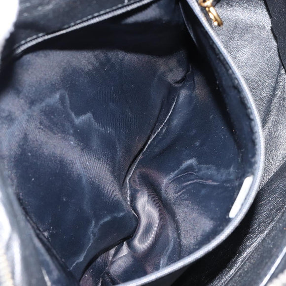 CHANEL Matelasse Shoulder Bag Lamb Skin Black Gold CC Auth yk19820