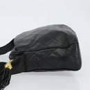 CHANEL Matelasse Shoulder Bag Lamb Skin Black Gold CC Auth yk19820-4