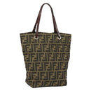 FENDI Zucca Canvas Hand Bag Black Brown Auth yk19822-1
