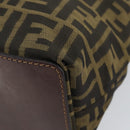 FENDI Zucca Canvas Hand Bag Black Brown Auth yk19822-9