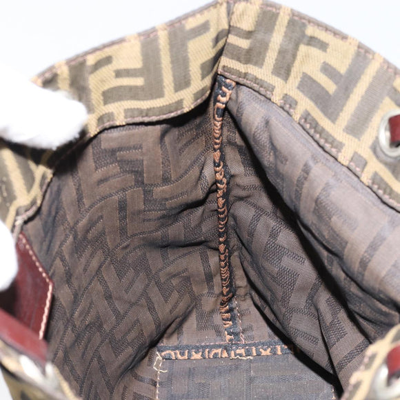 FENDI Zucca Canvas Hand Bag Black Brown Auth yk19822