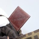 FENDI Zucca Canvas Hand Bag Black Brown Auth yk19822-12