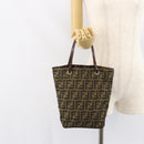 FENDI Zucca Canvas Hand Bag Black Brown Auth yk19822-19
