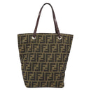 FENDI Zucca Canvas Hand Bag Black Brown Auth yk19822-2