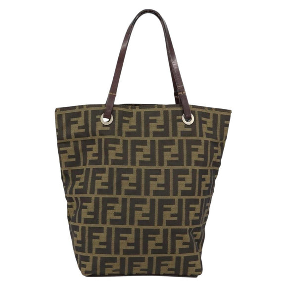 FENDI Zucca Canvas Hand Bag Black Brown Auth yk19822