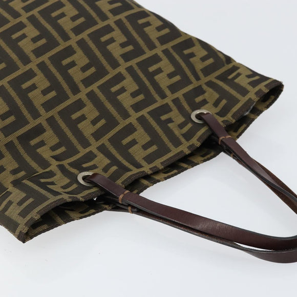 FENDI Zucca Canvas Hand Bag Black Brown Auth yk19822