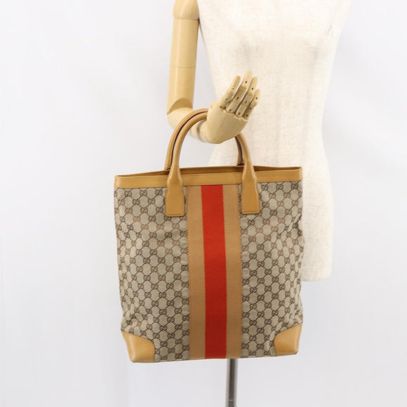 GUCCI GG Canvas Sherry Line Hand Bag Beige Red 002 1093 3444 Auth yk19823