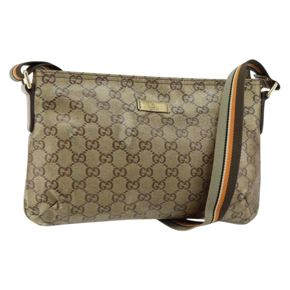 GUCCI GG Crystal Shoulder Bag Beige Gold 189749 Auth yk19824