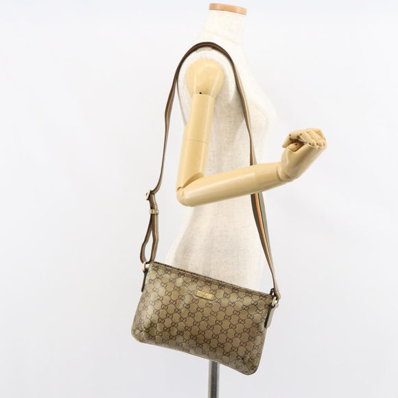 GUCCI GG Crystal Shoulder Bag Beige Gold 189749 Auth yk19824