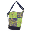 VERSACE Shoulder Bag Cotton Green Gold Auth yk19828-1