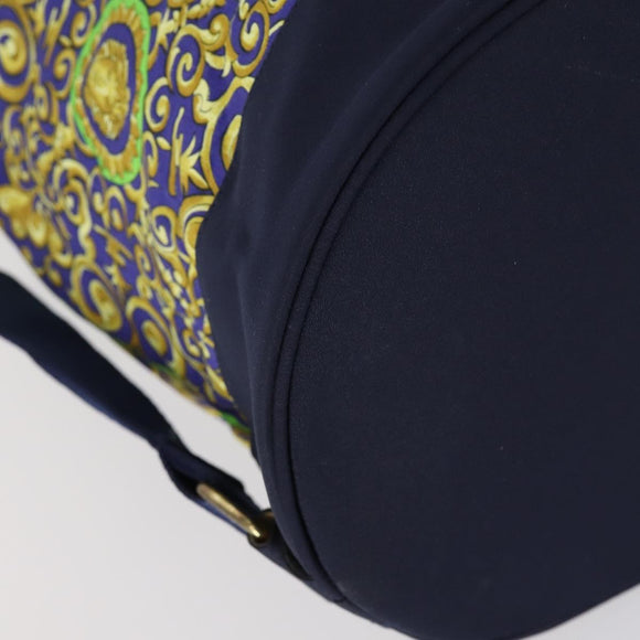 VERSACE Shoulder Bag Cotton Green Gold Auth yk19828