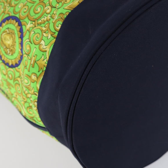 VERSACE Shoulder Bag Cotton Green Gold Auth yk19828