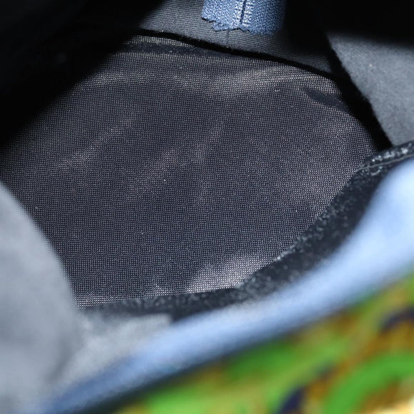 VERSACE Shoulder Bag Cotton Green Gold Auth yk19828